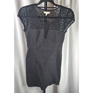 Y2K Silence + Noise Lace Top Mini Dress Party Cocktail Fitted Stretch Black Sz S